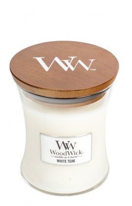WoodWick White Teak közepes illatgyertya